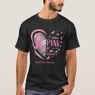 乳がんを克服した認識度ピンクリボン Tシャツ