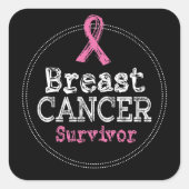 乳がんを克服した認識度リボン スクエアシール (正面)