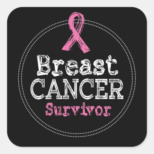 乳がんを克服した認識度リボン スクエアシール (正面)