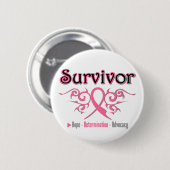乳がんを克服した部族リボン 缶バッジ (正面&裏面)
