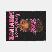 乳がんを克服した黒人女性アフロ・アフリカCh フリースブランケット (正面(横))