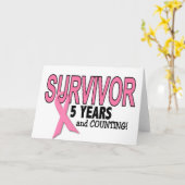 乳がんを克服した5年と数え方 カード (黄色い花)