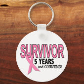 乳がんを克服した5年と数え方 キーホルダー (正面)