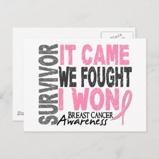 乳がんを克服来して私は勝った ポストカード (正面/裏面)