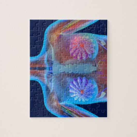 乳がんを表すコンピューターのアートワーク、 ジグソーパズル (縦)