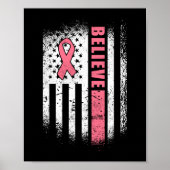 乳がんアメリ信じカ国の国旗のピンクリボン ポスター (正面)