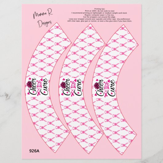 乳がんカップケーキラッパーのための応援 (正面)