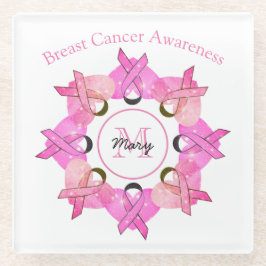 乳がんガラスのコースター – パーソナライズ ガラスコースター