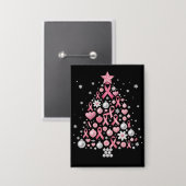 乳がんクリスマスツリーの雪の結晶 クリスマス 缶バッジ (正面/裏面)