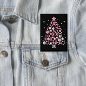 乳がんクリスマスツリーの雪の結晶 クリスマス 缶バッジ (インサイチュ)