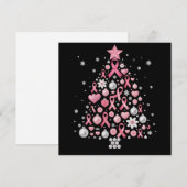 乳がんクリスマスツリーの雪の結晶 Xmas シーズンカード (正面/裏面)