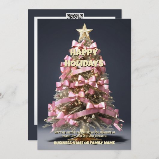 乳がんクリスマスツリーピンクリボン腫瘍学 シーズンカード (正面/裏面)