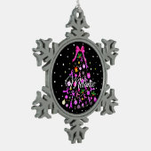 乳がんクリスマスツリー スノーフレークピューターオーナメント (左)