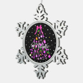 乳がんクリスマスツリー スノーフレークピューターオーナメント (右)