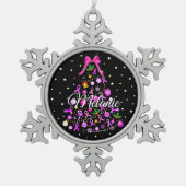 乳がんクリスマスツリー スノーフレークピューターオーナメント (正面)