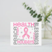 乳がんクリスマス4ホリデースノーフレーク シーズンポストカード (スタンド正面)