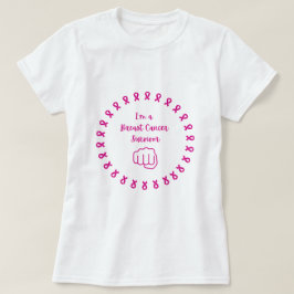 乳がんサバイバー ピンクの拳 白Tシャツ Tシャツ