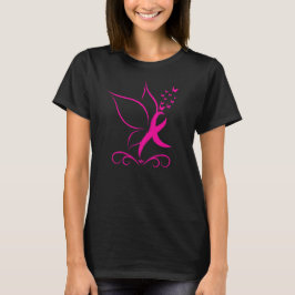 乳がんサバイバー 蝶 モダン Tシャツ