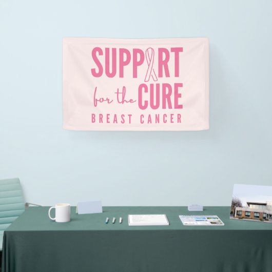乳がんサポート治療ピンクのバナーの大きな徴候 横断幕 (トレードショー)