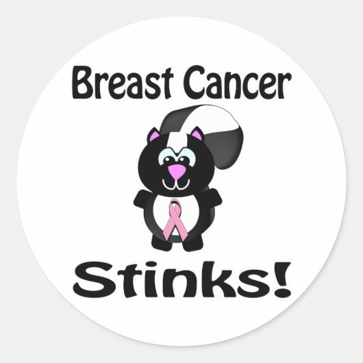 乳がんスティンクスカンク認識度デザイン ラウンドシール (正面)