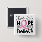 乳がんタイポグラフィ信仰ラブホープ 缶バッジ (正面&裏面)