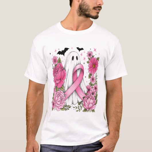 乳がんハロウィンゴーストボホ Tシャツ (正面)