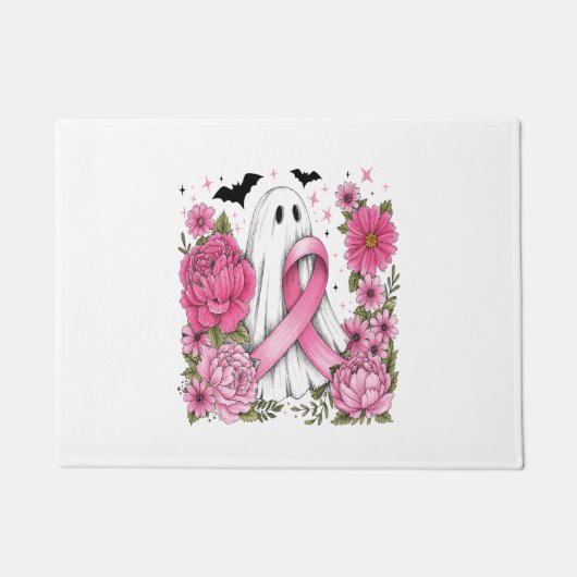 乳がんハロウィーン幽霊ボホ ドアマット (正面)