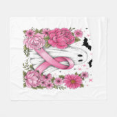 乳がんハロウィーン幽霊ボホ フリースブランケット (正面(横))