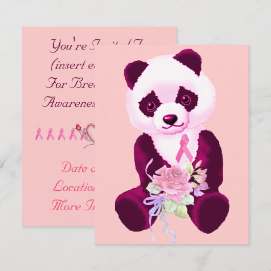 乳がんパンダ熊 招待状 (正面/裏面)