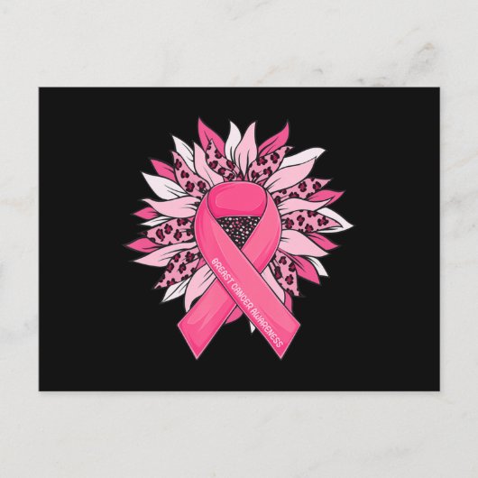 乳がんピンクリボンひまわり乳癌 ポストカード (正面)