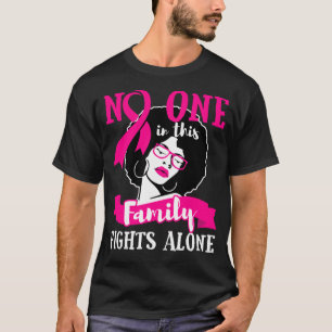 乳がんピンクリボンアフリカアメリカンブラック Tシャツ