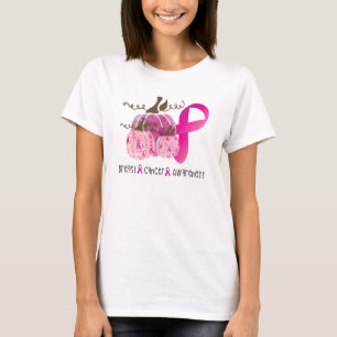 乳がんピンクリボンカボチャ10月カボチャ Tシャツ