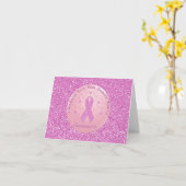 乳がんピンクリボングリッターカード カード (黄色い花)