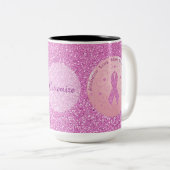 乳がんピンクリボングリッターマグカップ ツートーンマグカップ (正面右)