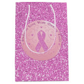 乳がんピンクリボングリッター抱き枕 ミディアムペーパーバッグ (正面)