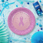 乳がんピンクリボングリッター紙プレート ペーパープレート (パーティー)