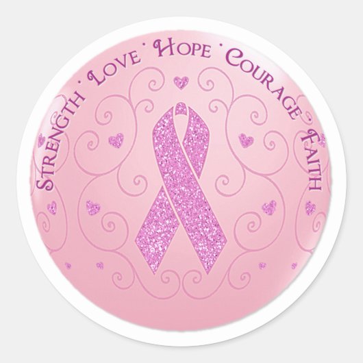 乳がんピンクリボンシール ラウンドシール (正面)
