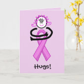 乳がんピンクリボンハグあいさつカード カード (黄色い花)