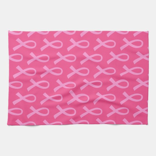乳がんピンクリボンパターン キッチンタオル (横)