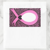 乳がんピンクリボンフレーム追加イメージ/文字 長方形シール (バッグ)