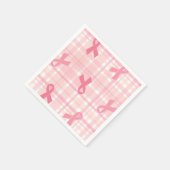 乳がんピンクリボンプレイドパターン スタンダードカクテルナプキン (角)