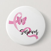 乳がんピンクリボンボタンピン 缶バッジ (正面)