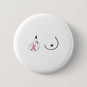 乳がんピンクリボン中指芸術的B 缶バッジ