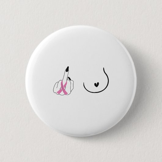 乳がんピンクリボン中指芸術的B 缶バッジ (正面)