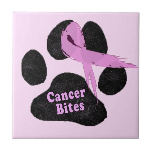 乳がんピンクリボン犬の足跡 タイル (正面)