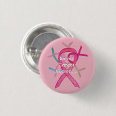 乳がんピンク認識度リボンピンボタン 缶バッジ (正面&裏面)