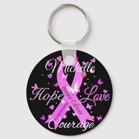 乳がんホープ愛の勇気キーチェーン キーホルダー (正面)