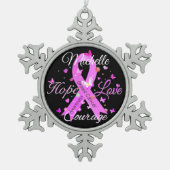 乳がんホープ愛の勇気スノーフレークペーターC スノーフレークピューターオーナメント (正面)