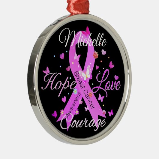乳がんホープ愛の勇気メタルオーナメント メタルオーナメント (右)