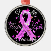 乳がんホープ愛の勇気メタルオーナメント メタルオーナメント (正面)